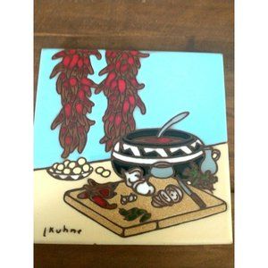 Earthtones Tucson AZ 6" Square Decorative Art Tile Hand Glazed signed 1990 tile